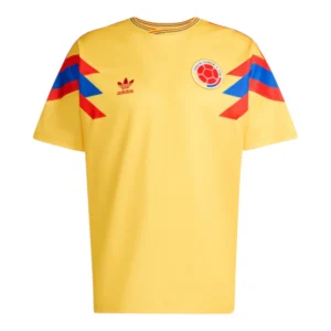 Camisa Retrô Seleção Colômbia II 1990 - Masculina Adidas - Amarela com detalhes em azul e vermelho