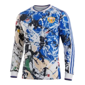 Camisa Manchester United Edição especial 26/27 manga longa - Torcedor Adidas Masculina - Branca e azul