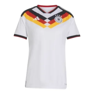 Camisa Seleção Alemanha I 26/27 - Torcedor Adidas Feminina - Branca com detalhes em amarelo e vermelho