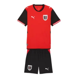 Kit Infantil Seleção Áustria I 26/27 - Puma - Vermelho e preto