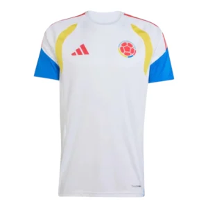 Camisa Seleção Colômbia Treino 26/27 - Torcedor Adidas Masculina - Branca com detalhes em azul e amarelo