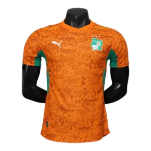 Camisa Costa do Marfim I 26/27 - Jogador Puma Masculina - Laranja com detalhes em verde