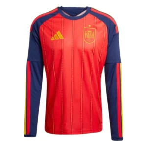 Camisa Seleção Espanha I 26/27 manga longa - Torcedor Adidas Masculina - Vermelha e azul