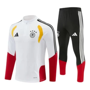 Conjunto Seleção Alemanha Treino 26/27 - Masculino Adidas - Branco e preto com detalhes em vermelho e amarelo